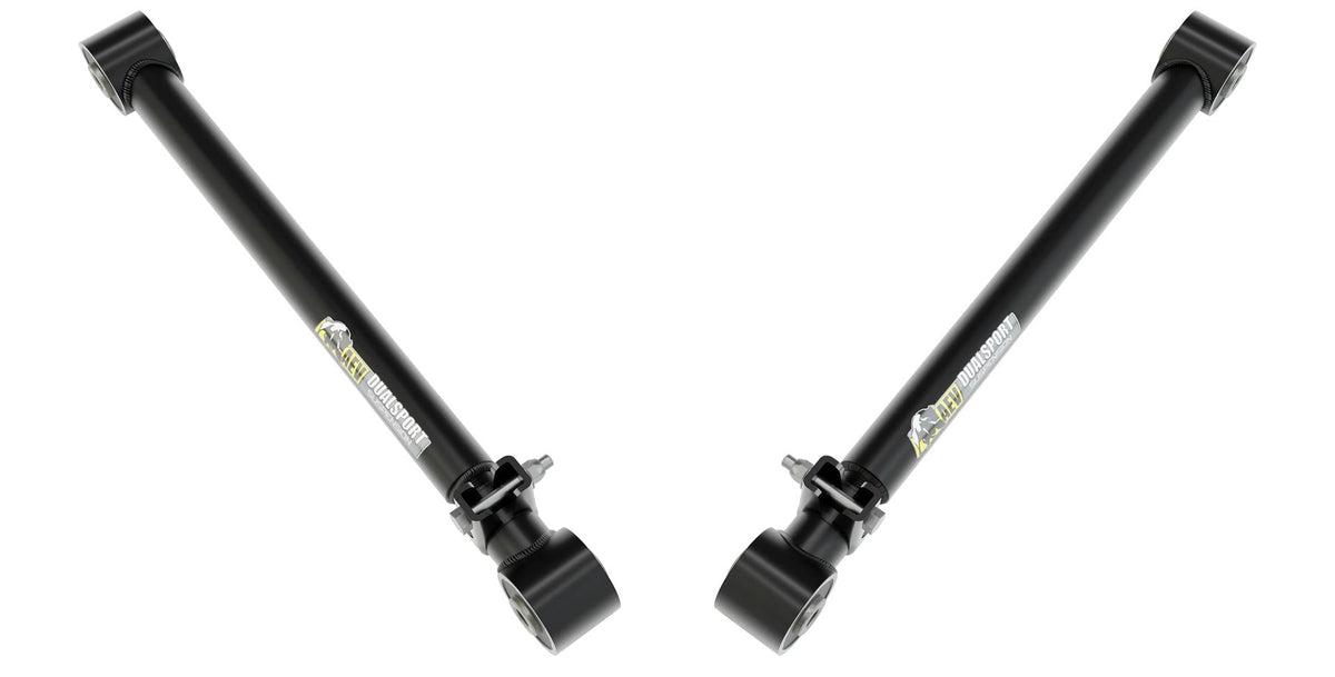 Black control arms on a white background | Rear Lower Control Arms for JT Gladiator