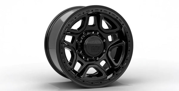 Black alloy wheel on a white background | Gloss Black Finish