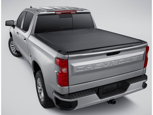 GMSV 87816007 Chevrolet Soft Vinyl Roll Up Tonneau Cover Black With Bowtie Logo For Crew Cab / Short Bed