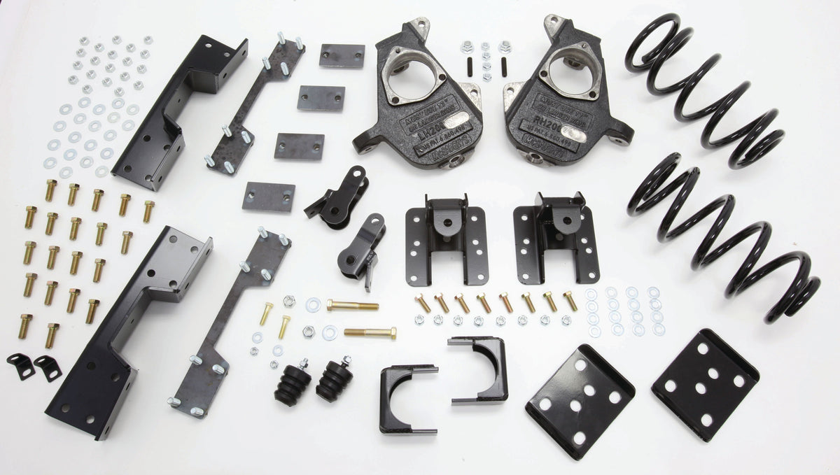 2007-13 Quad Silverado 3/5" Deluxe Drop Kit (Spindles, Coils, C-Notch, Rear Hangers, Flip Kit, & Bump Stops) - 34007