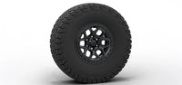 Black tire with a satin black rim on a white background | Satin Black Finish with Hardware Kit