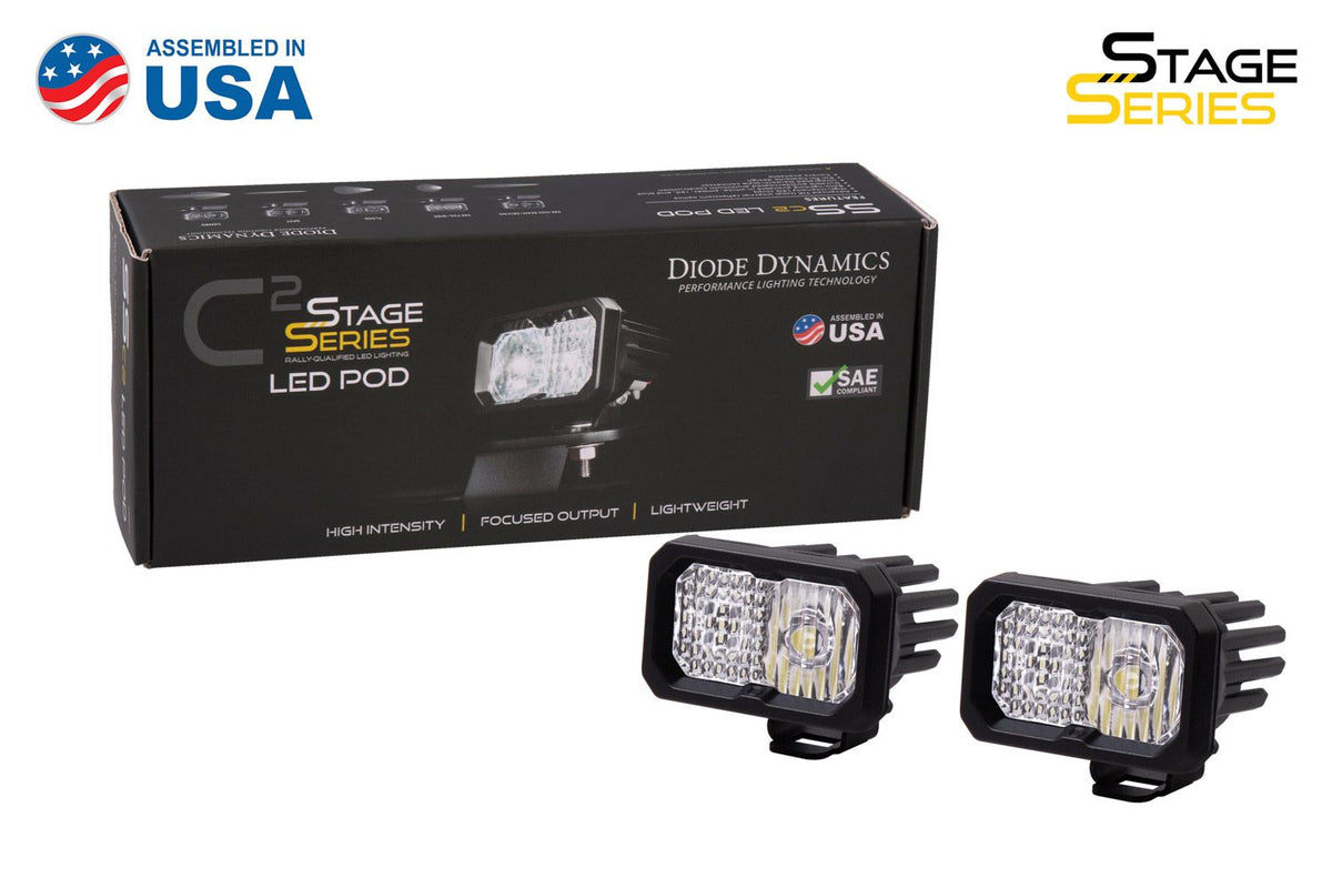 DIODE DYNAMICS C2 1.0 SAE/DOT White Combo Standard Pro LED Pod (pair)