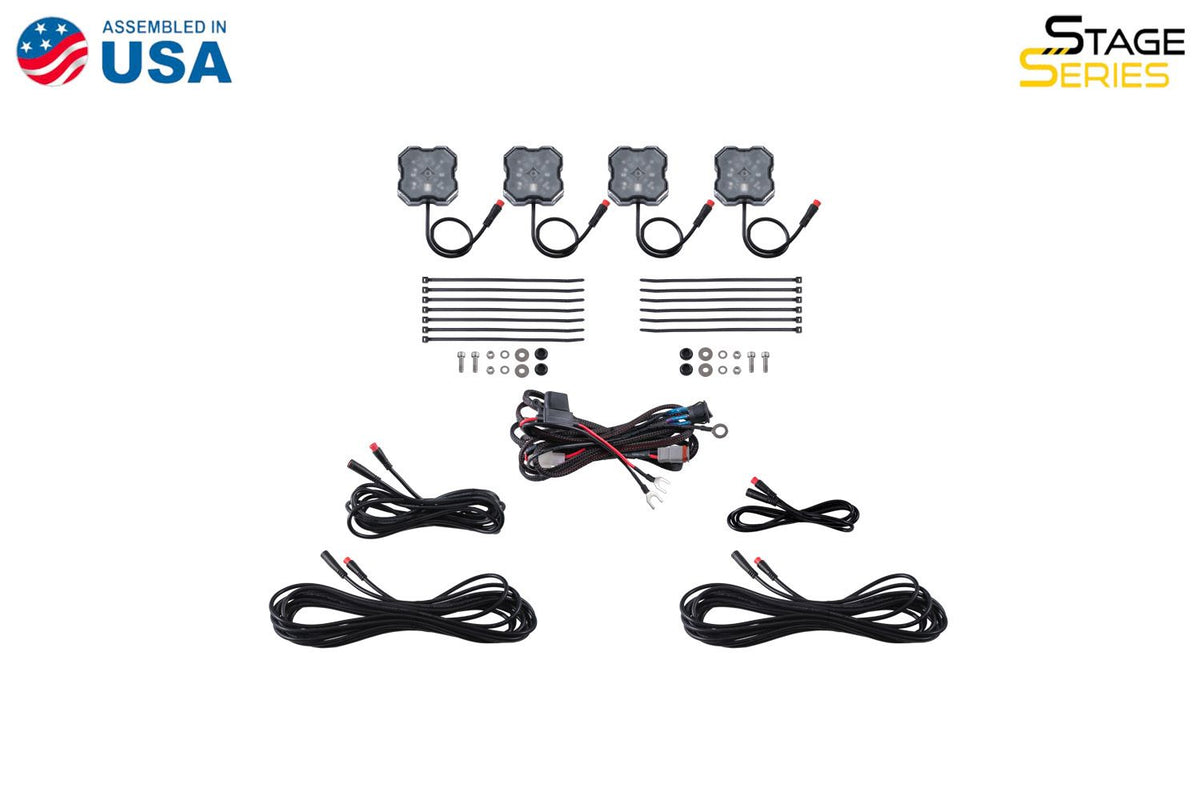 DIODE DYNAMICS RGBW Rock Light Installer Kit w/Controller (4-pack)