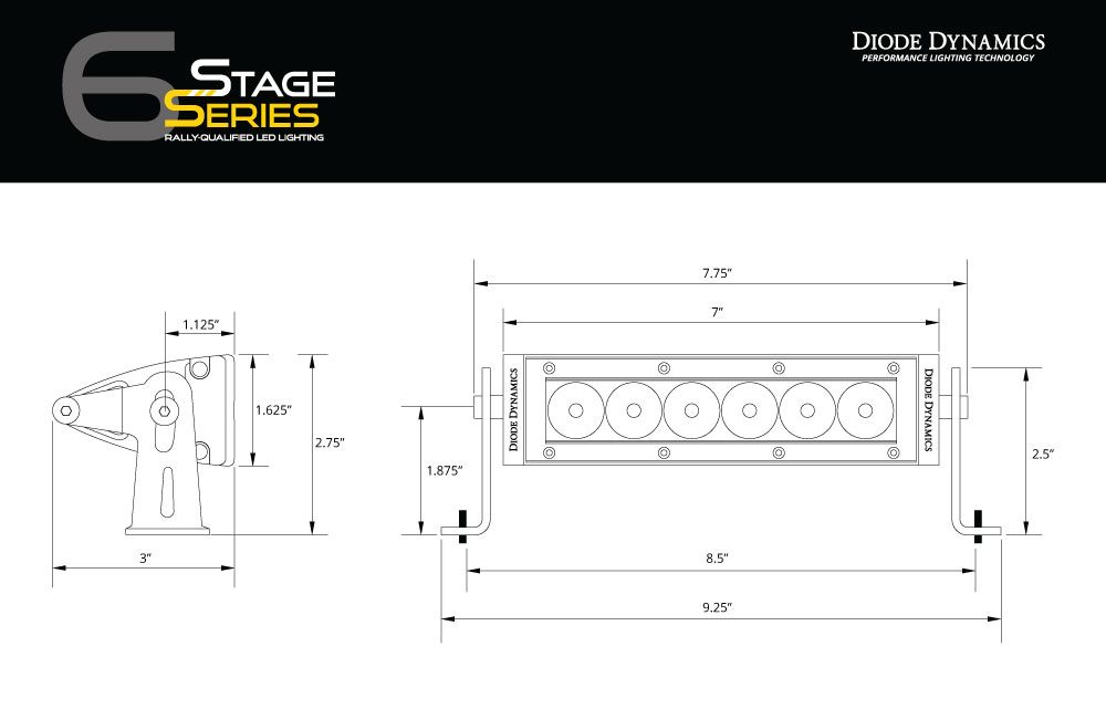 DIODE DYNAMICS Stage Series 6" SAE/DOT White Classic Light Bar (one)
