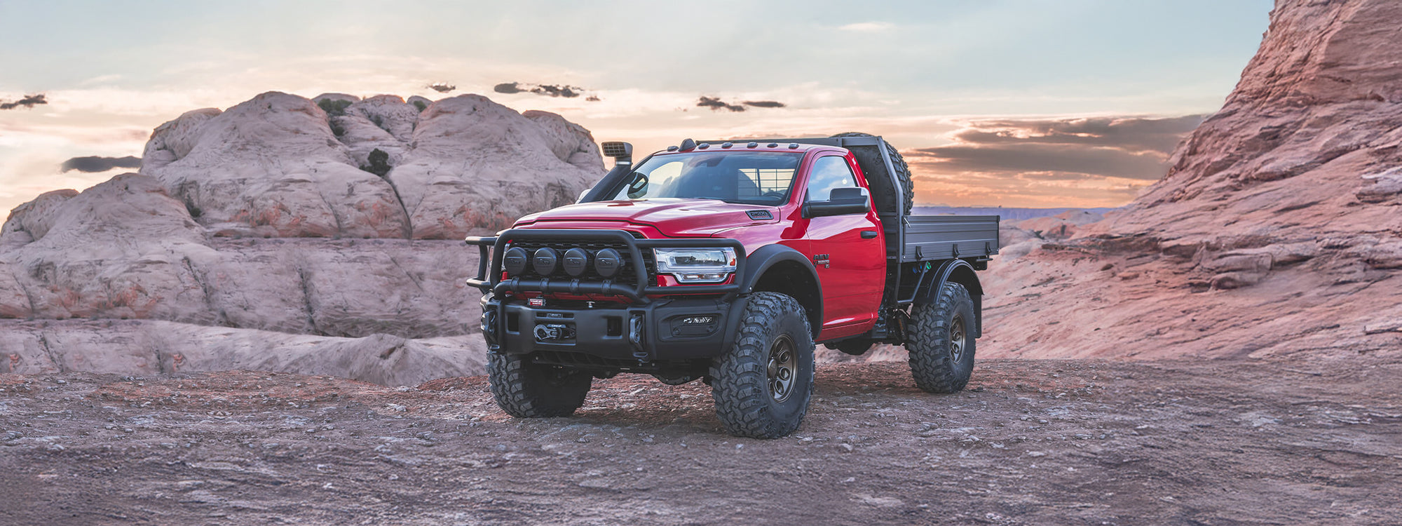 AEV Prospector XL Tray Bed in the desert
