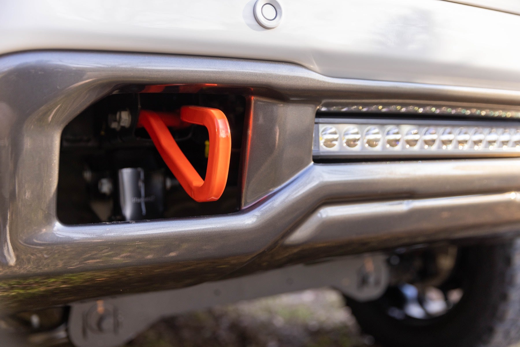 Orange recovery hook and LED light bar